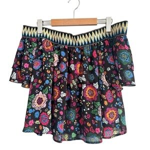 Guess Floral Off the Shoulder Crop Top Size M